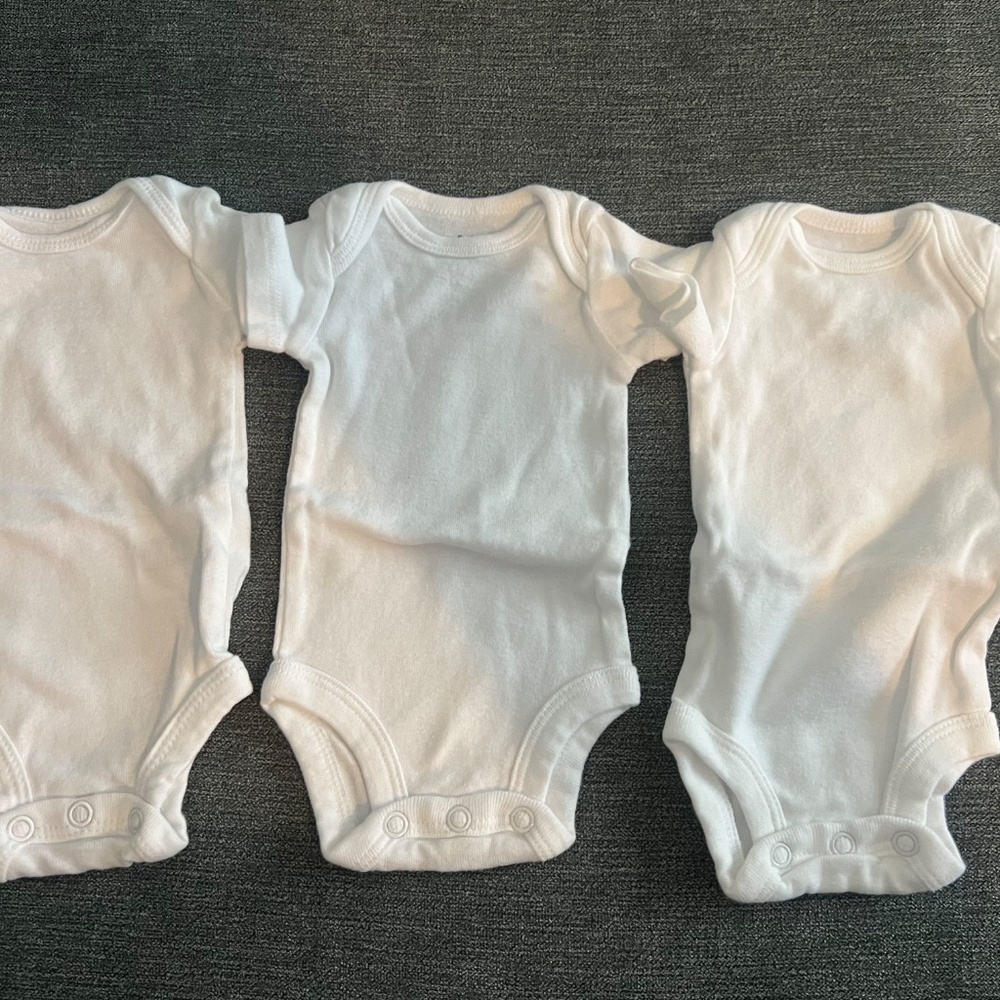 Carter's Child of Mine -3 white onesie bundle - Preemie